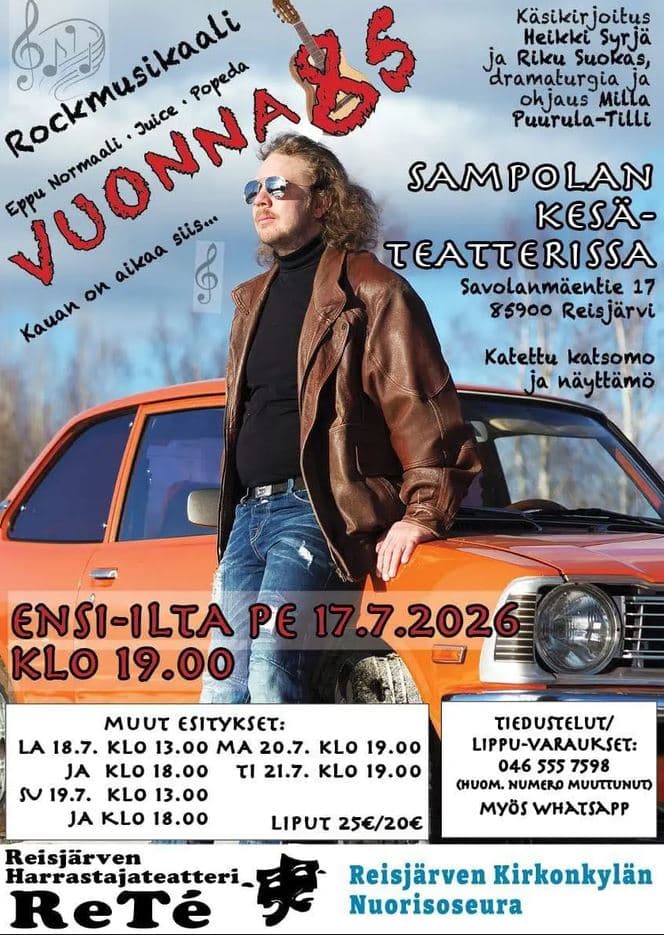 Vuonna -85 rockmusikaalin juliste – Reisjärven harrastajateatteri Reté